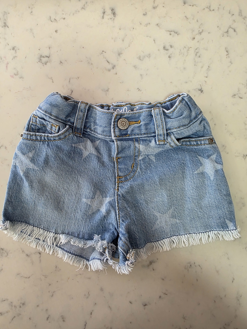Cat & Jack Light Blue Denim Star Accent Shorts - Baby 18mo